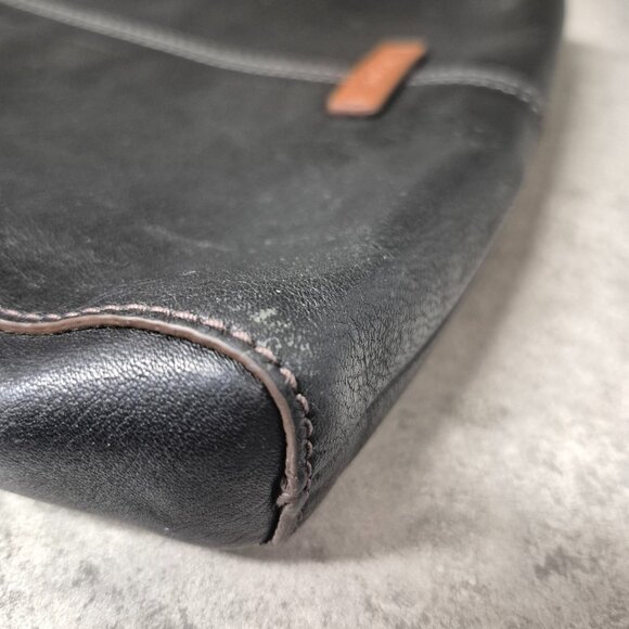 Fossil Black leather with Brown Accent Crossbody Shoulder Bag - Picture 8 of 15